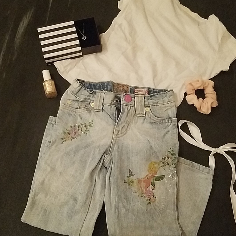 Girls boot cut jeans.
